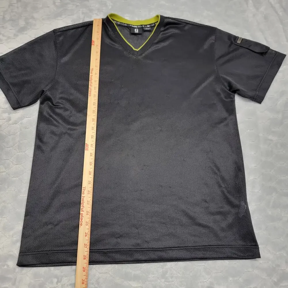 Guess American Tradition Mens L Black V Neck Mesh Jersey Shirt Sleeve Pocket - Picture 8 of 9